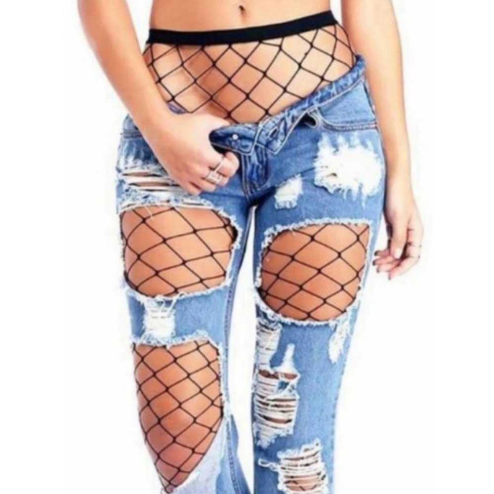 FISHNET MESH FEMALE BLACK PANTYHOSE ONe size